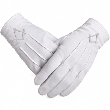 Silver Square and Compass Masonic Gloves