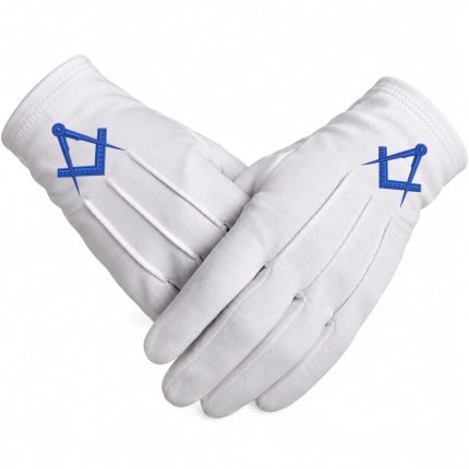 Blue Square and Compass Masonic Gloves