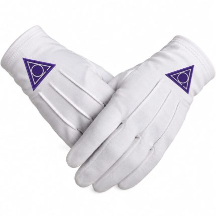 Purple Triangle Embroidered Masonic Gloves