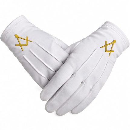 Gold Square and Compass Embroidered Masonic Gloves