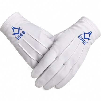 Blue 6968 Square and Compass Masonic Gloves