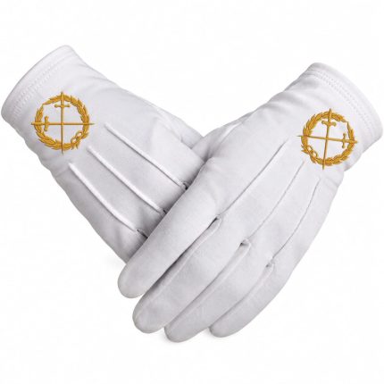 Gold Laurel Wreath Cross Masonic Gloves