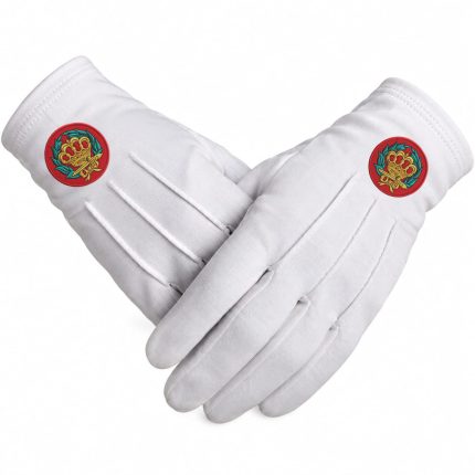 Red Crown Laurel Wreath Masonic Gloves