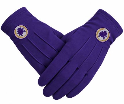 Purple Triangle Laurel Wreath Masonic Gloves