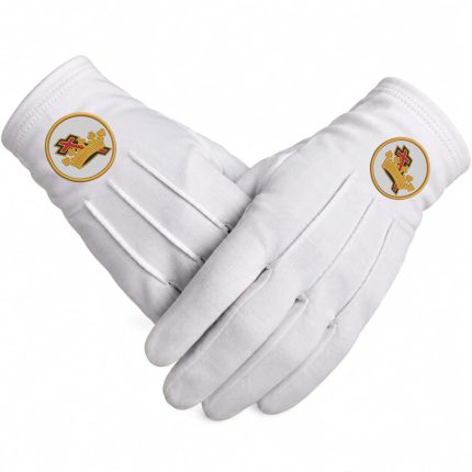 Gold Crown Cross Masonic Gloves