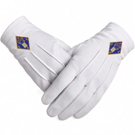 Royal Blue Square and Compass Masonic Gloves