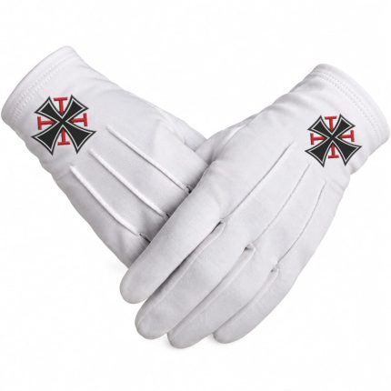 Red and Black Maltese Cross Masonic Gloves